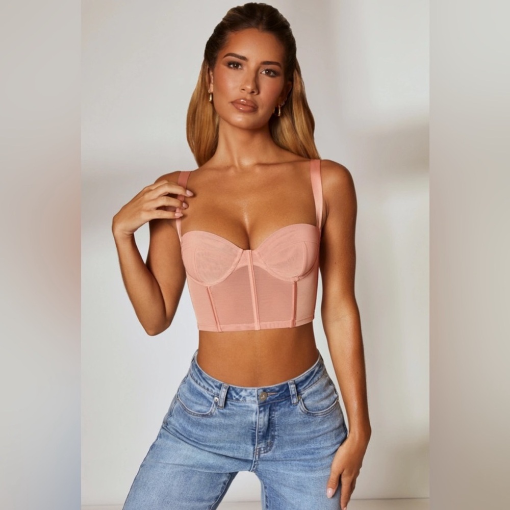 Oh Polly Peach Mesh Crop Top